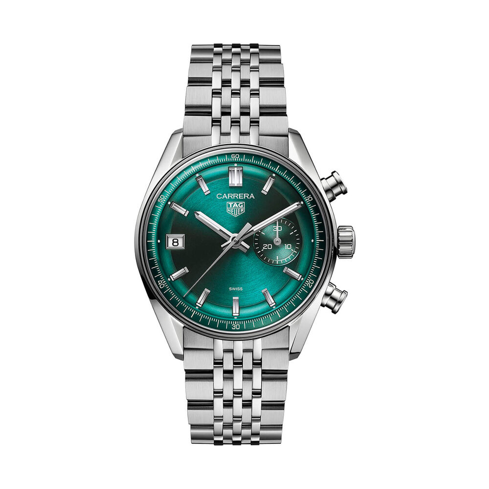 TAG Heuer Carrera Chronograph 39mm Green Dial Steel Bracelet Watch