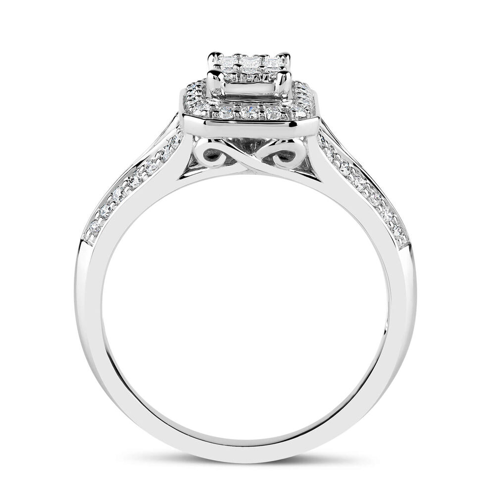 18ct White Gold Baguette Centre 0.50 Carat Diamond Frame Split Shoulders Ring image number 7