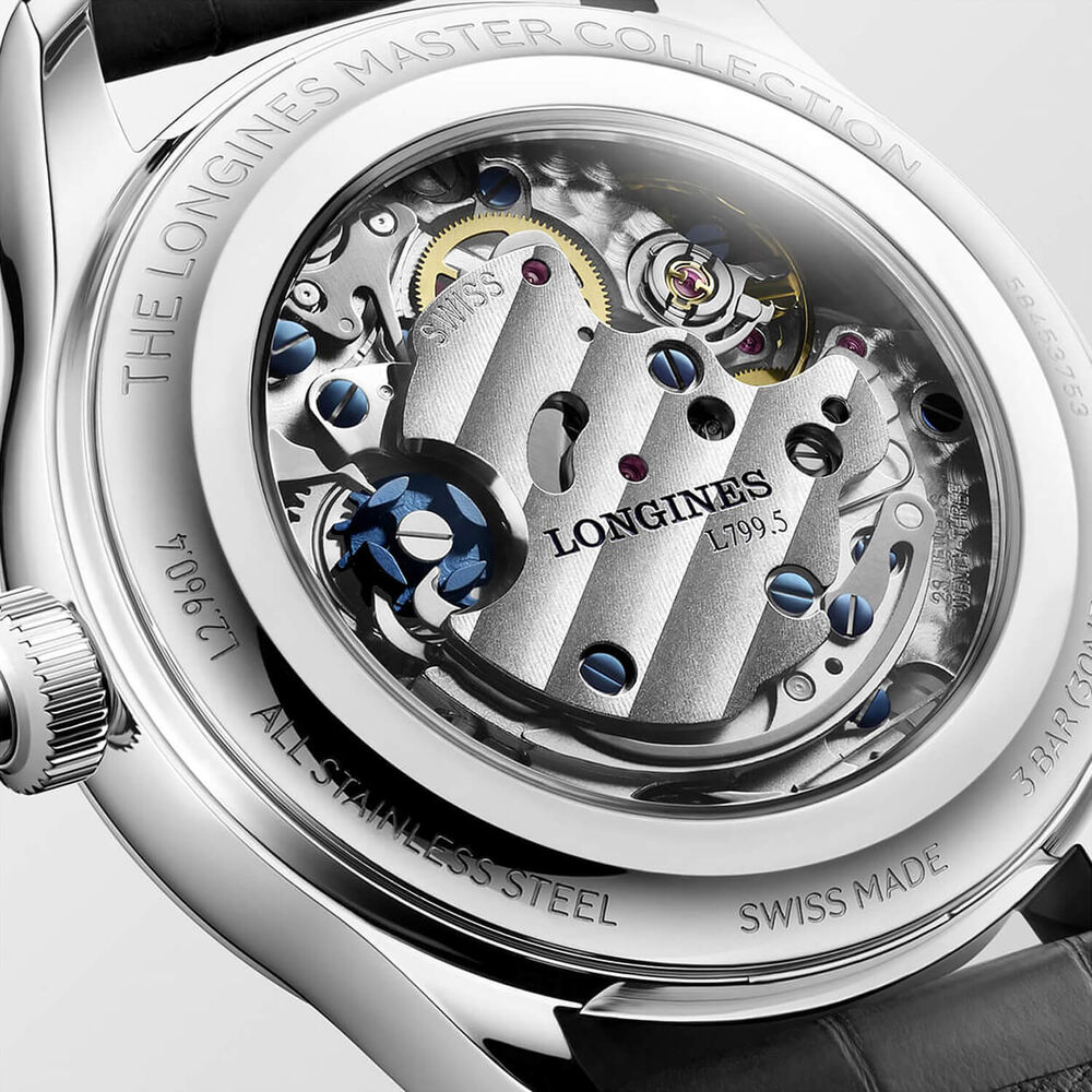 Longines Master Collection Chrono Moonphase 41mm Silver Barleycorn Dial Steel Bracelet Watch