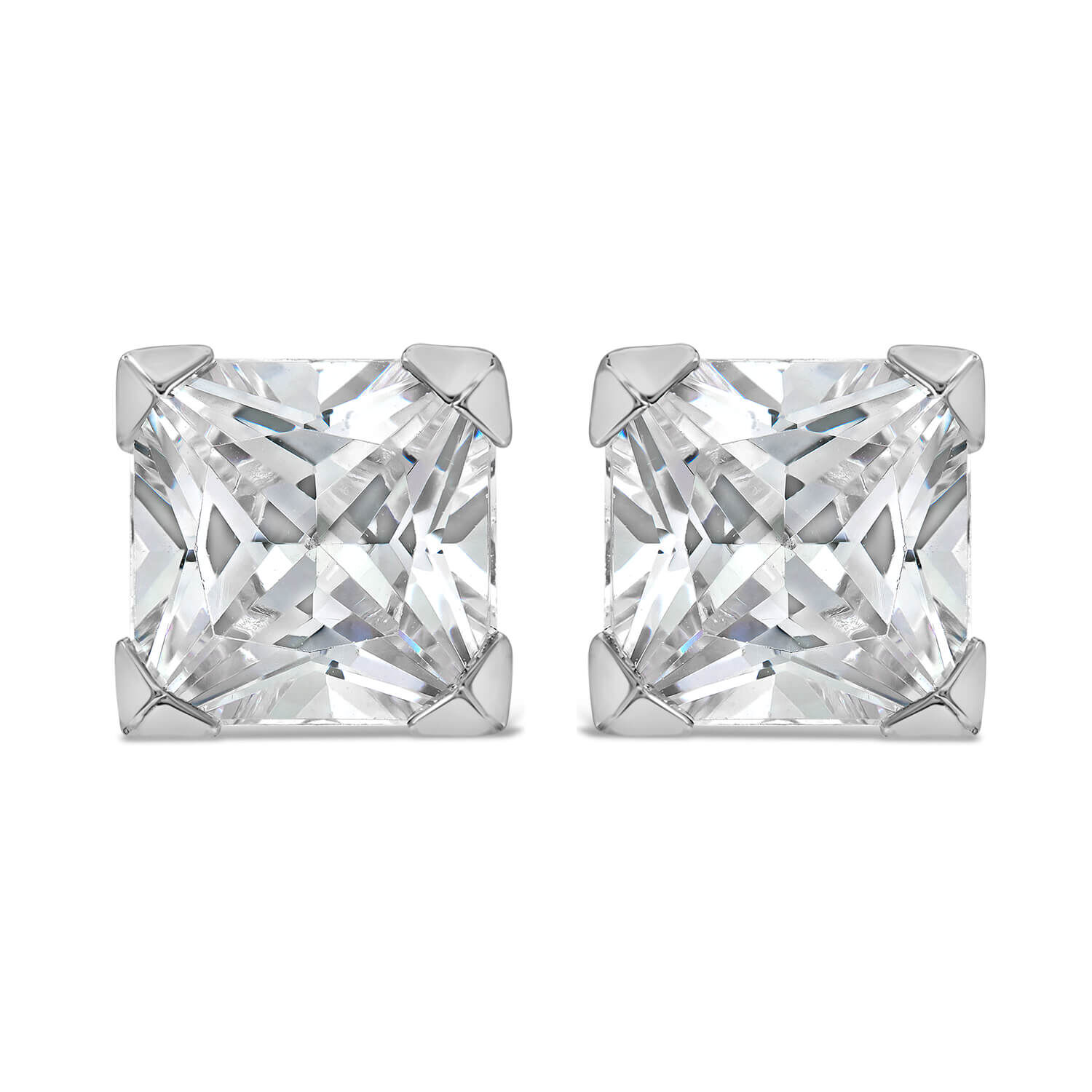 White gold cubic zirconia stud shop earrings princess cut