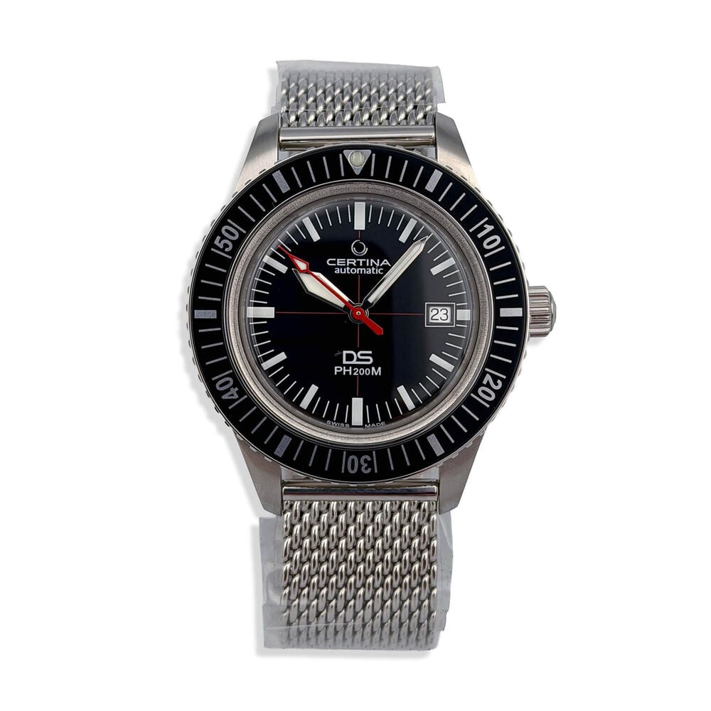 Pre-Owned Certina Heritage DS Ph200M Powermatic 80 Black Mesh Strap Steel Watch
