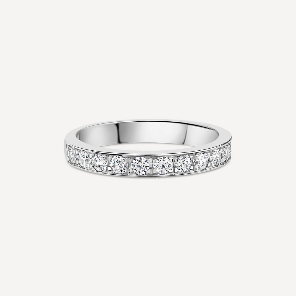Platinum 3mm 0.50ct Diamond Pave Wedding Ring- (Special Order) image number 2
