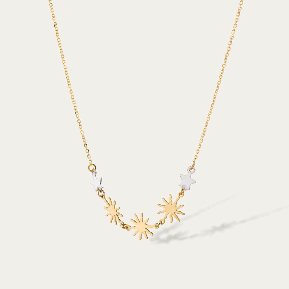 9ct Yellow & White Gold Sun & Star Necklet