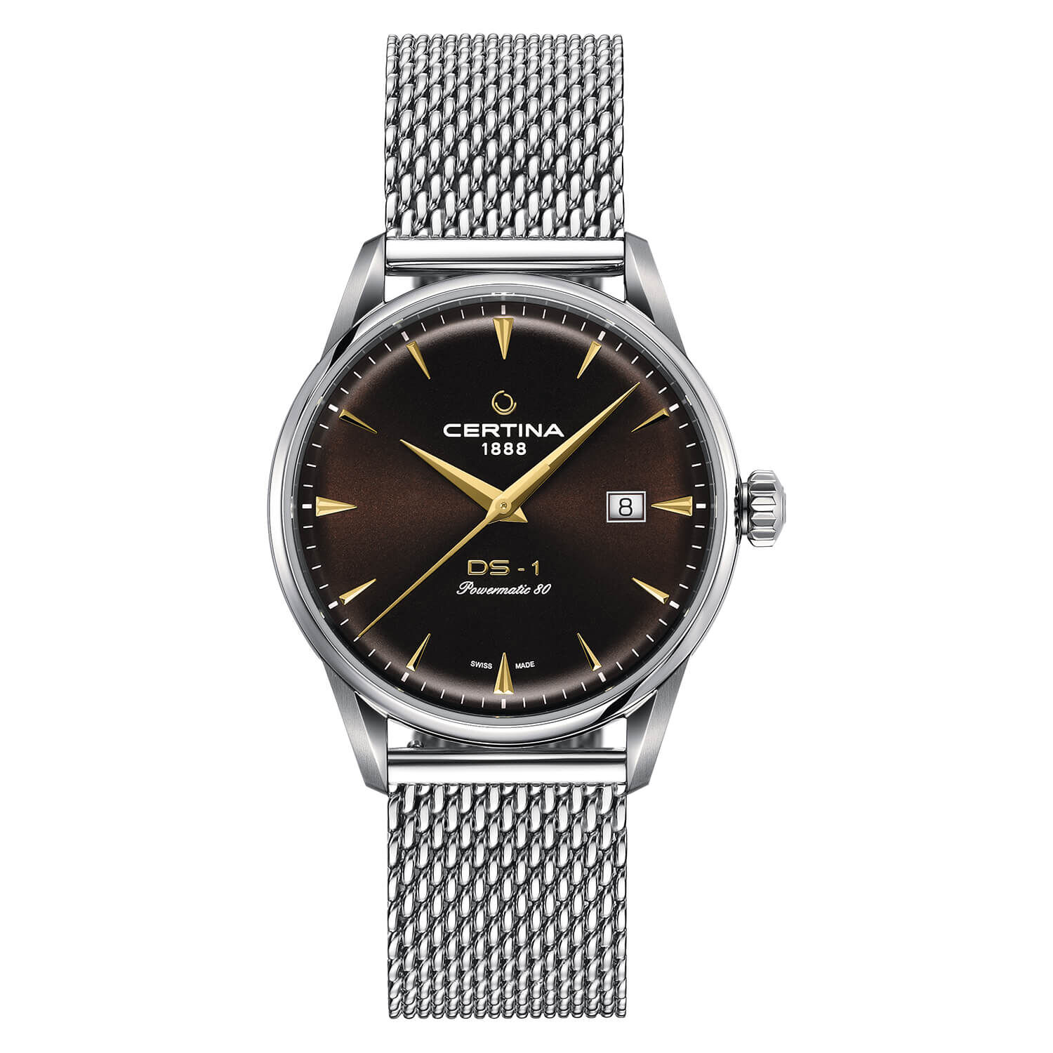 Certina Ds 1 Powermatic Black Dial Rose Gold Index Watch