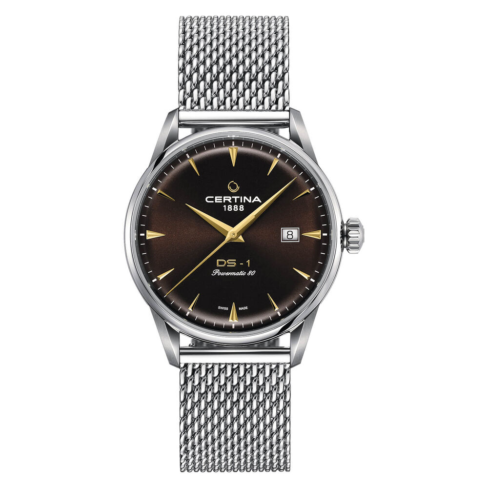 Certina DS-1 Powermatic Black Dial Rose Gold Index Steel Case Bracelet Watch image number 0
