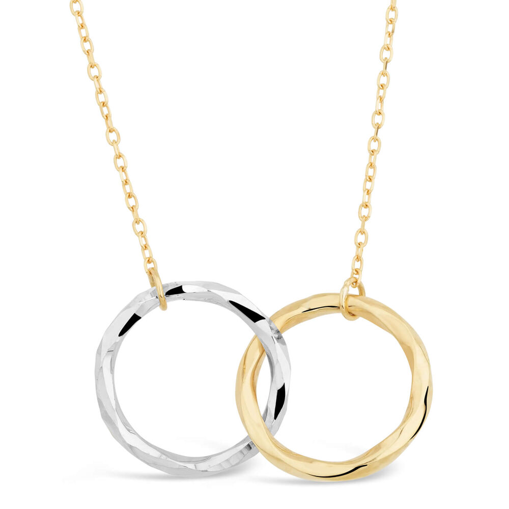 9ct Two-Tone Diamond Cut Double Circle Necklet image number 0