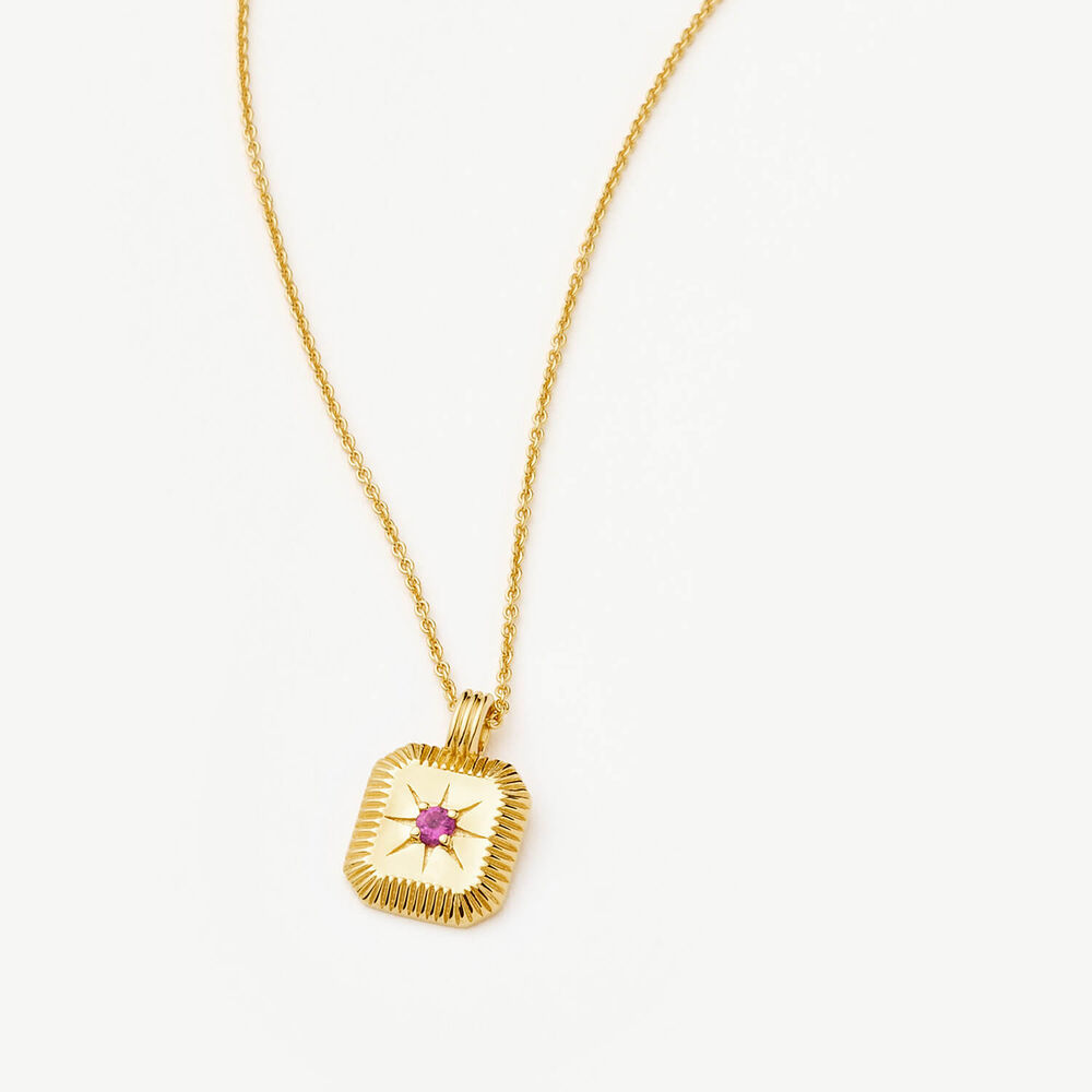 Missoma 18ct Gold Vermeil Sterling Silver Pink Tourmalline October Birthstone Pendant Necklace