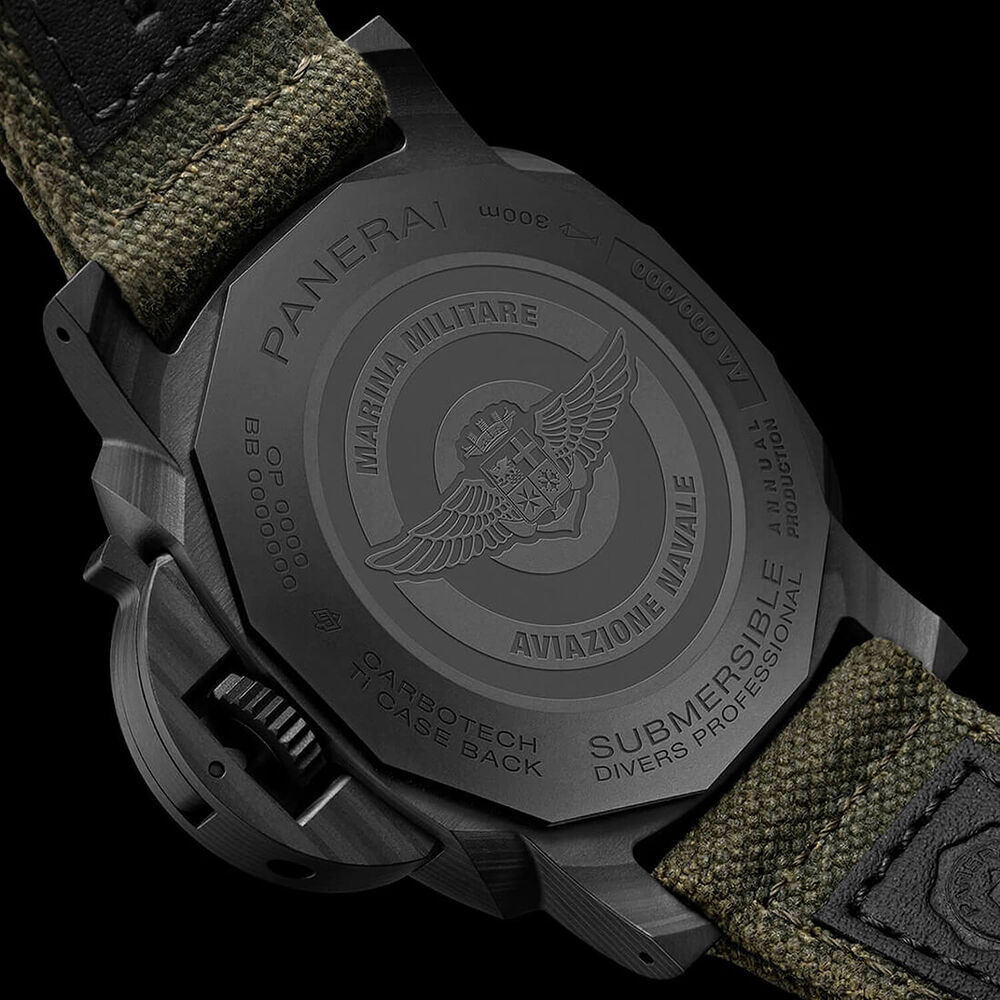Panerai Submersible Marina Militare Carbotech™ 44mm Green Dial Textile Strap Watch image number 4