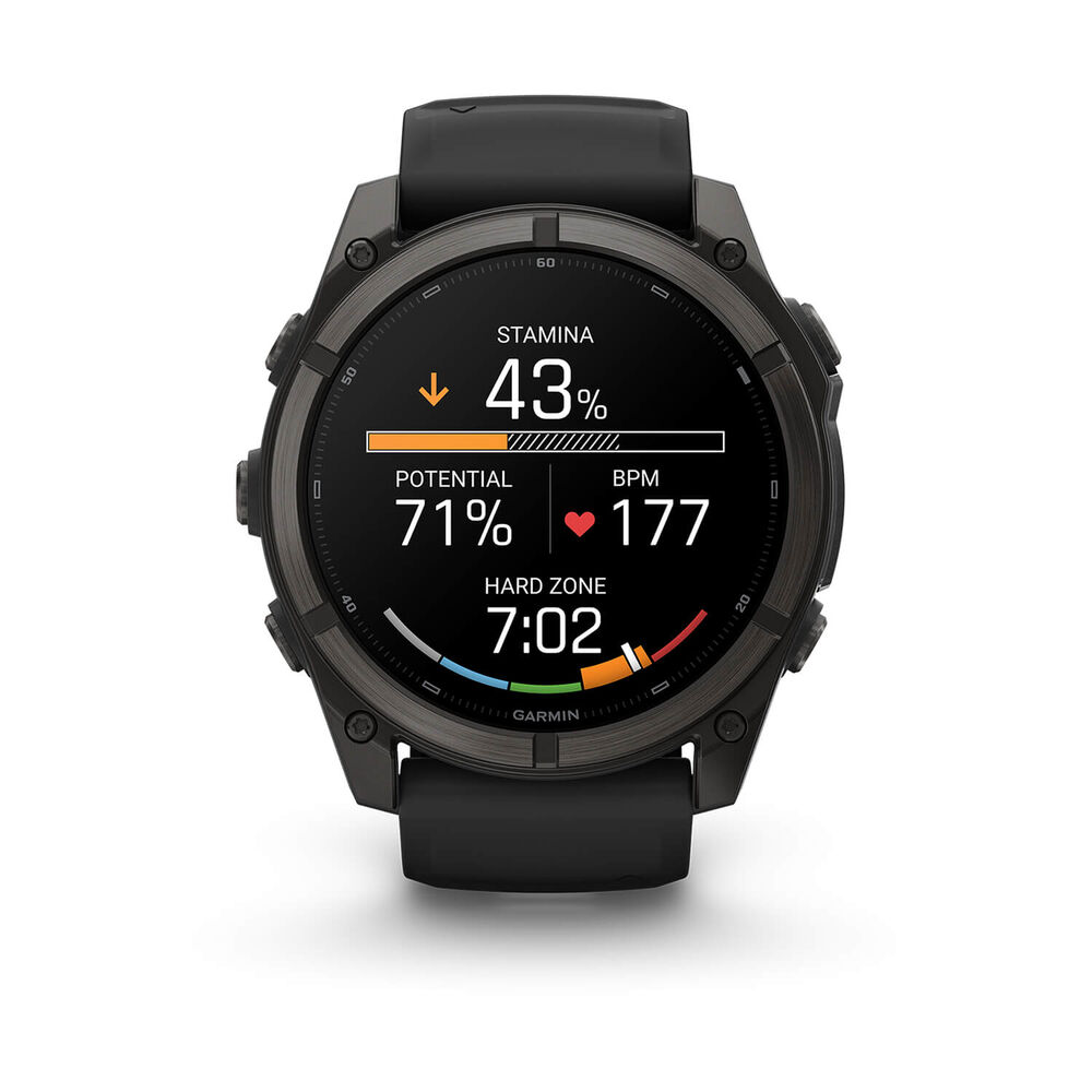 Garmin fenix 9 51mm Carbon Grey DLC Titanium Black Silicone Strap Watch