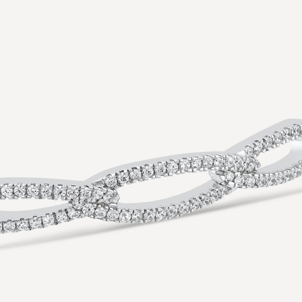 Sterling Silver Cubic Zirconia 3 Loop Bangle image number 3