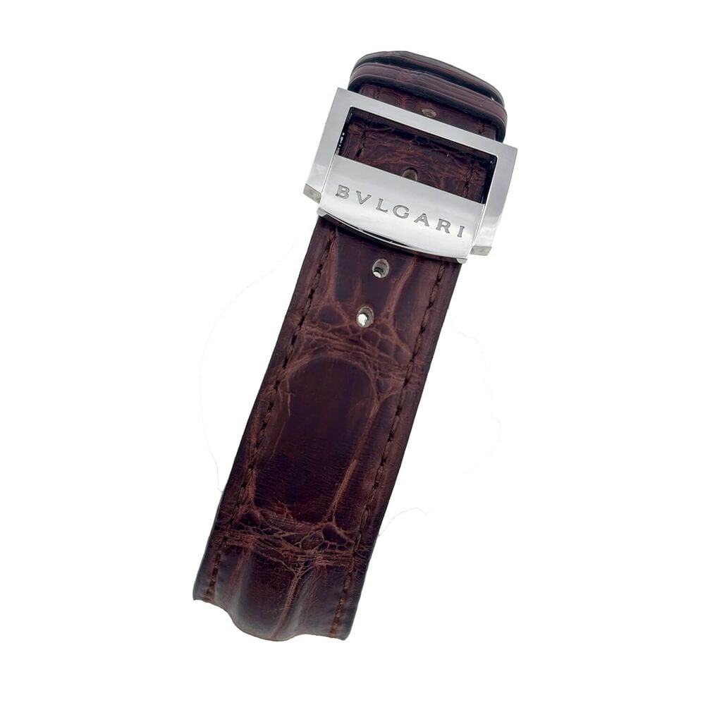 Pre-Owned Bvlgari Diagono Chronograph 42mm Silver Dial Brown Leather Strap Watch image number 2