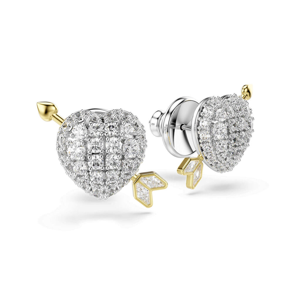 Swarovski Idyllia Cubic Zirconia Rhodium Plated Heart Stud Earrings