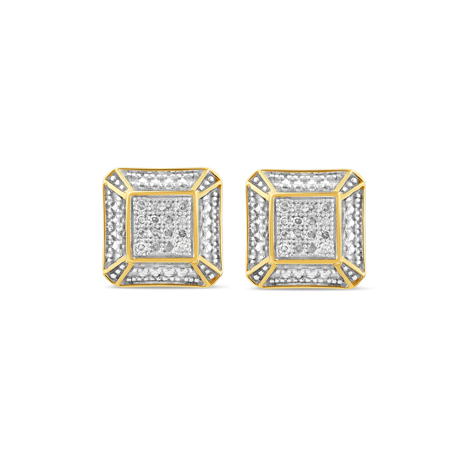 Square diamond earrings top gold