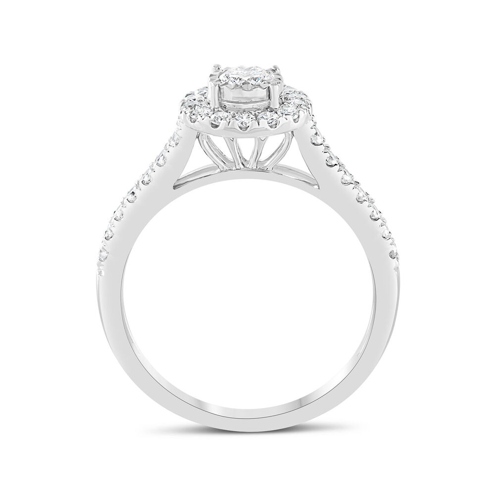18ct White Gold Embellished Diamond Halo Cluster with 0.50 Carat Ring image number 2