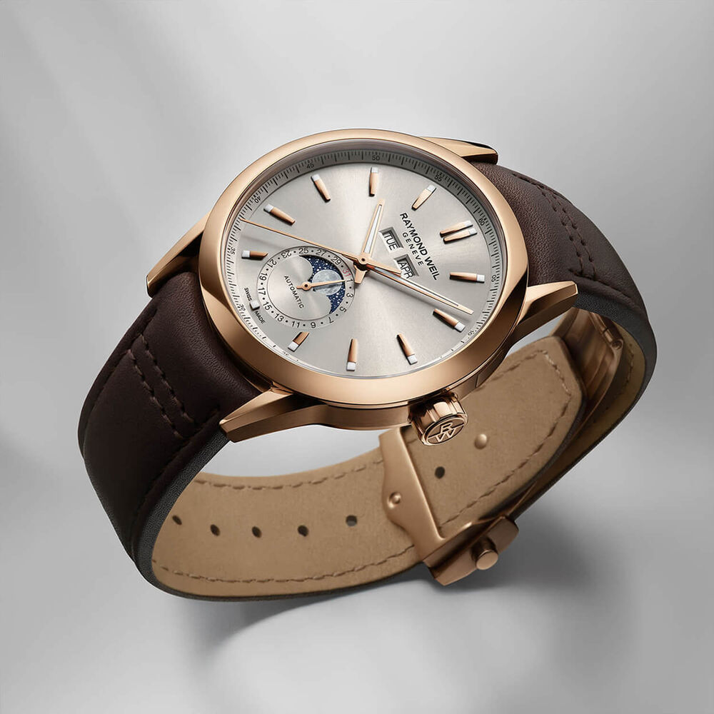 Raymond Weil Freelancer Complete Calendar 40mm Dune Sunray Dial Brown Leather Strap Watch