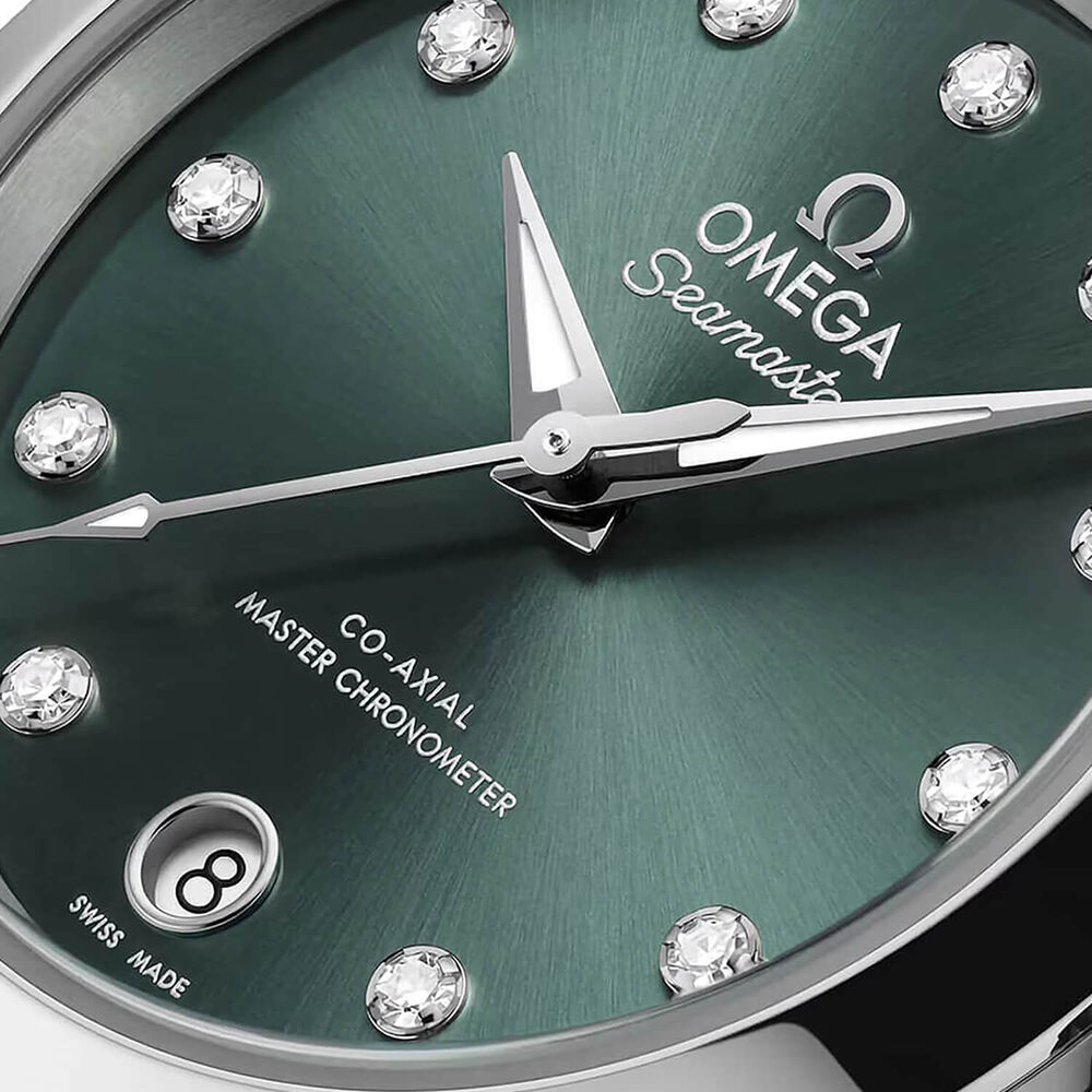OMEGA Seamaster Aqua Terra 150M 30mm Pine Green Dial Diamond Dots Steel Bracelet Watch image number 2