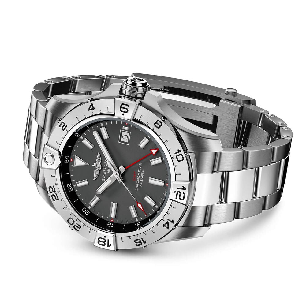 Breitling Avenger Automatic GMT 44mm Anthracite Dial Stainless Steel Bracelet Watch