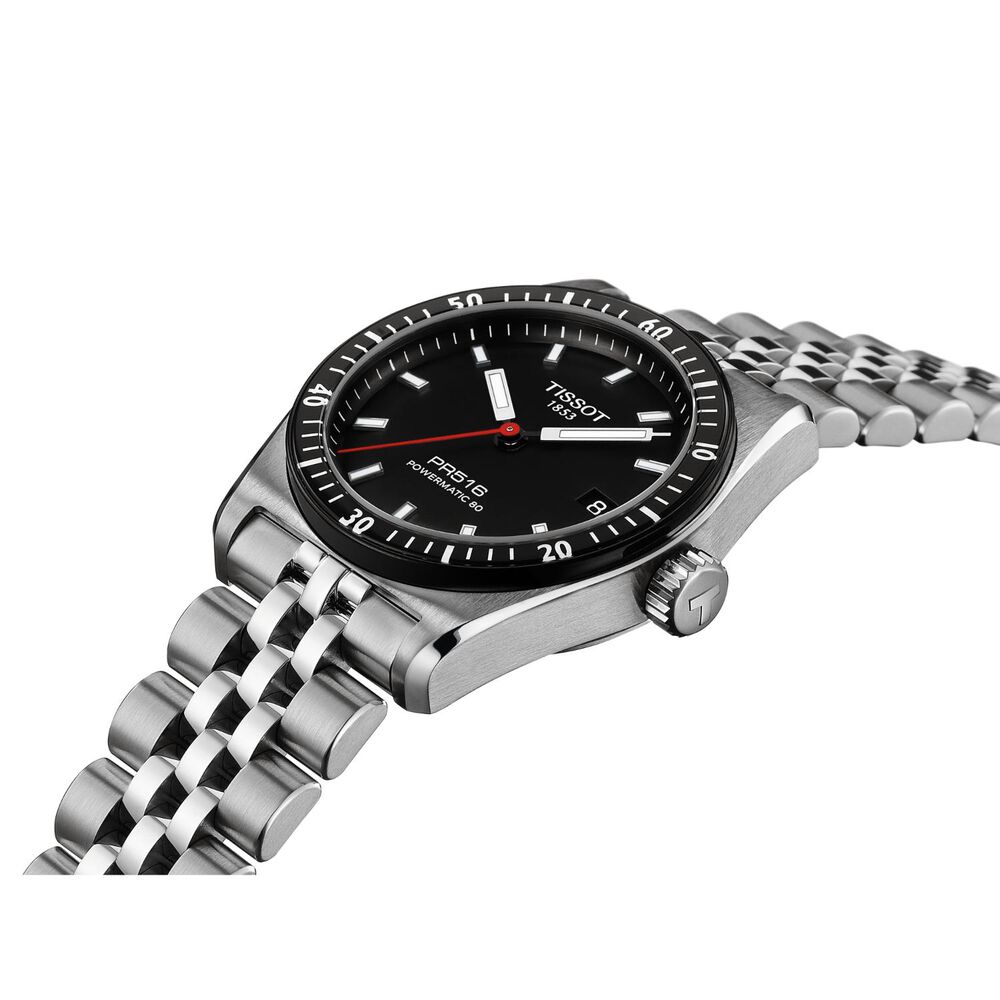 Tissot PR516 Powermatic 80 38mm Black Dial Steel Bracelet Watch image number 1