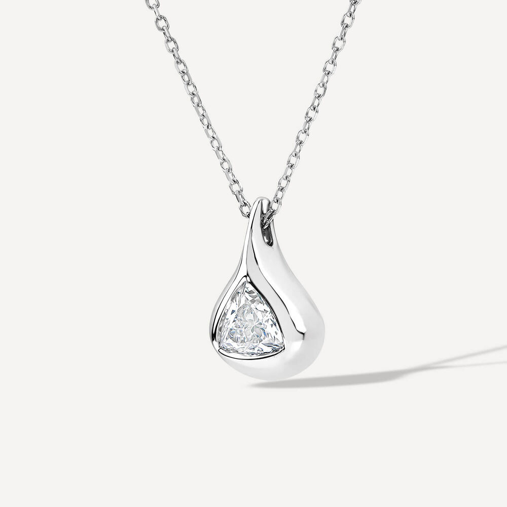 Born Orbit 9ct White Gold Lab Grown 0.50ct Trillion Cut Diamond Pendant image number 1
