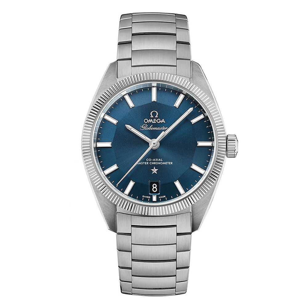 Omega Constellation Globemaster automatic blue steel bracelet watch