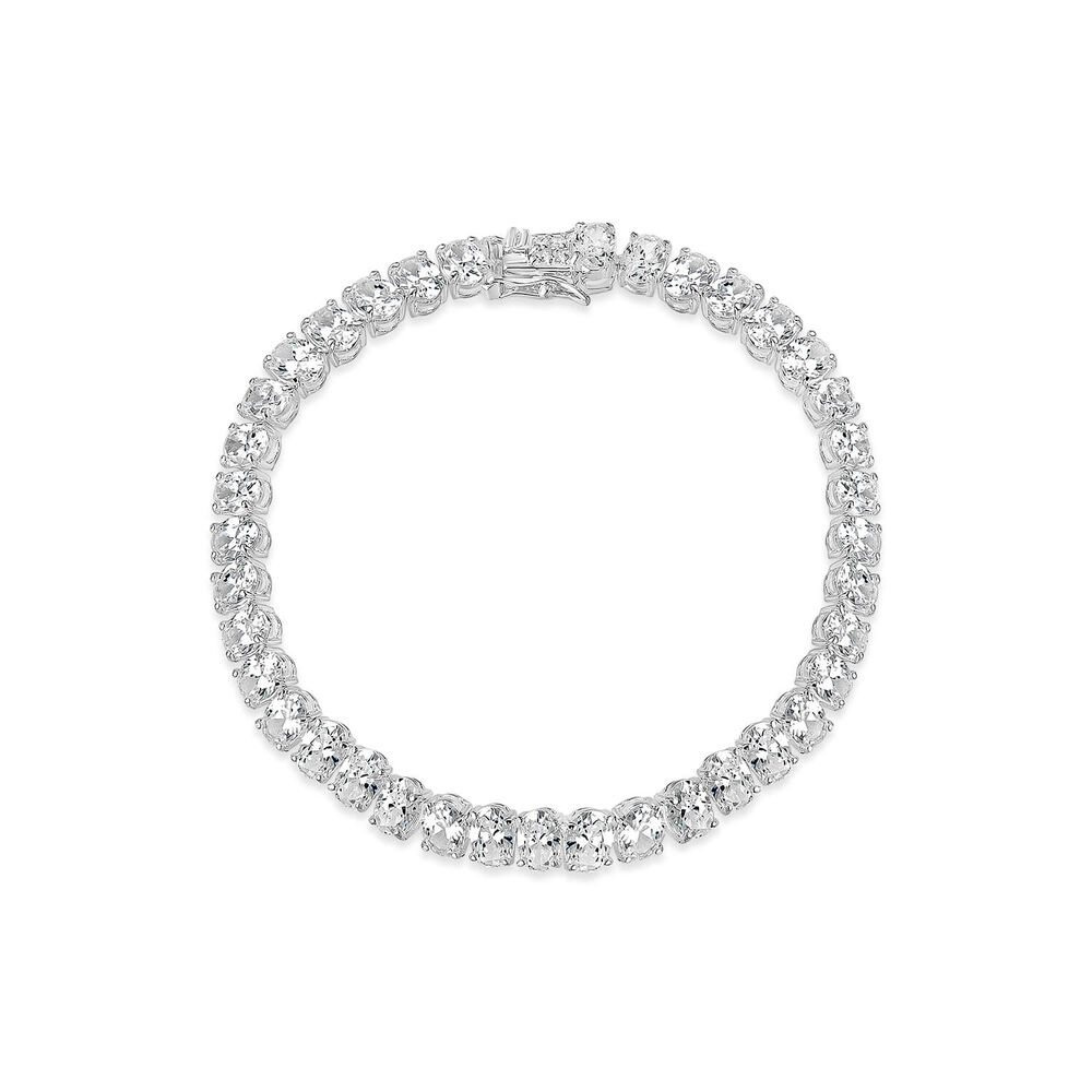 Sterling Silver Oval Cubic Zirconia Tennis Bracelet image number 0