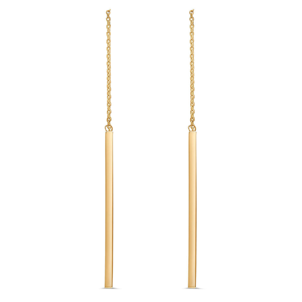 9ct Yellow Gold Stick Pull Through Drop Earrings image number 0