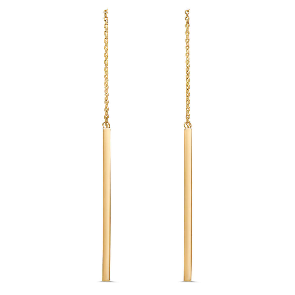 9ct Yellow Gold Stick Pull Through Drop Earrings