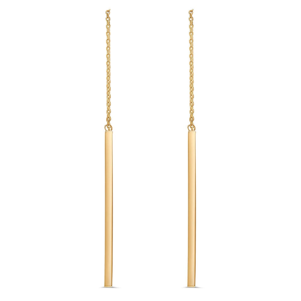 9ct Yellow Gold Stick Pull Through Drop Earrings
