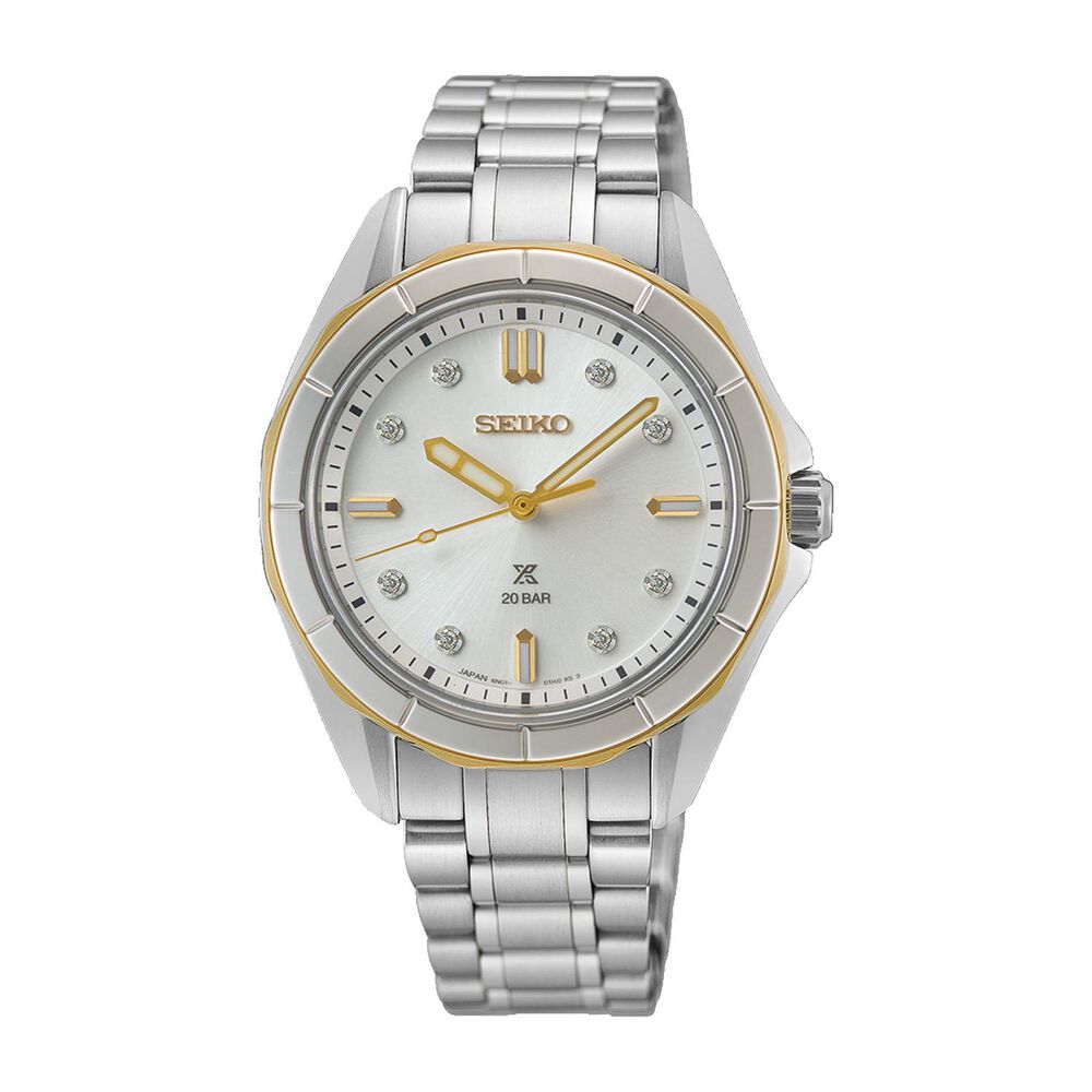 Seiko Prospex Ladies Marine Sports Diamond-set Dune & Dawn 34mm Dial Steel Bracelet Watch