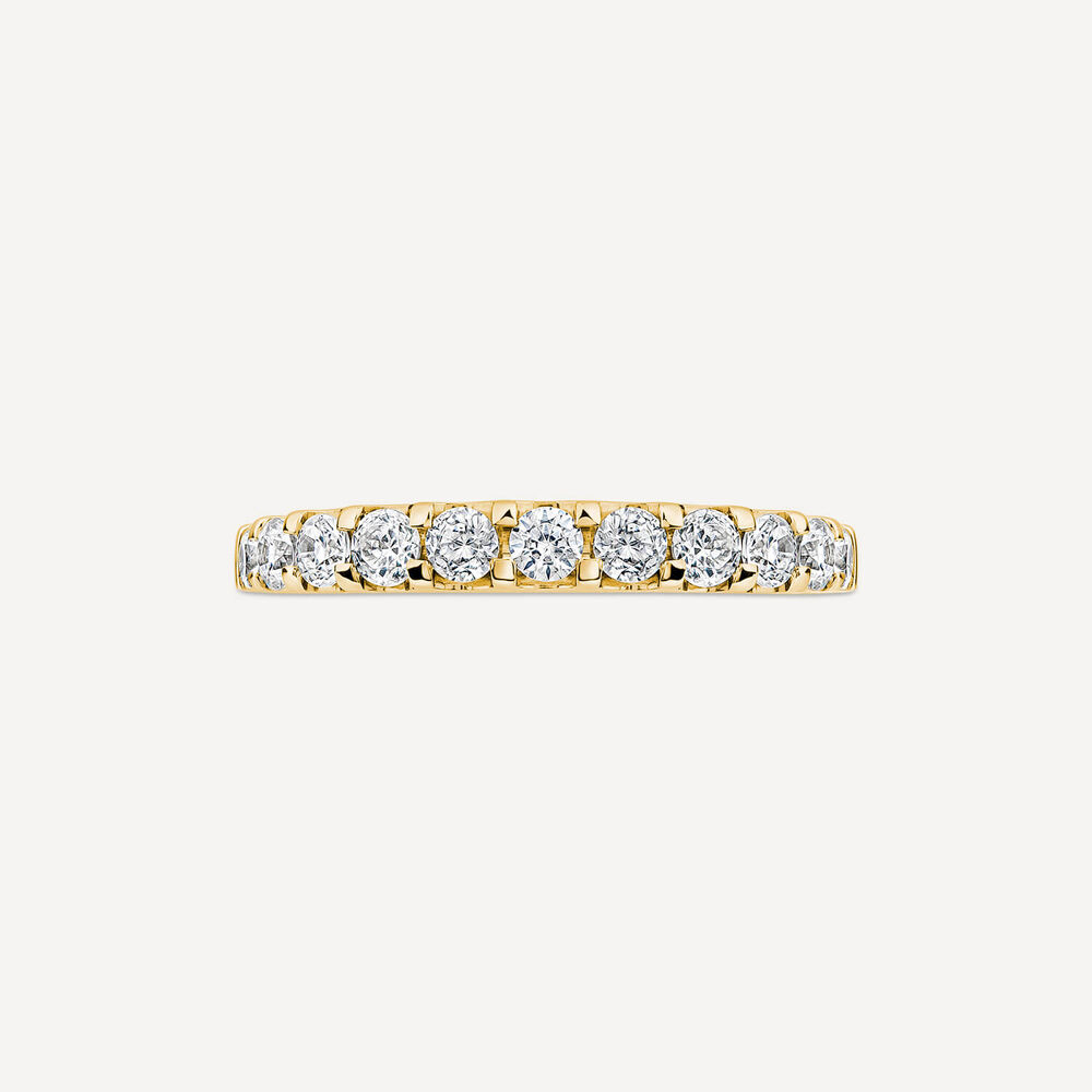 9ct Yellow Gold 3mm 0.75ct Diamond Split Claw Wedding Ring- (Special Order) image number 1