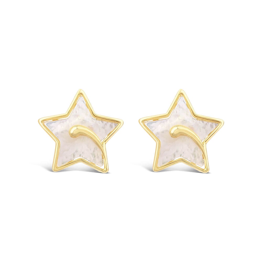 9ct Yellow Gold Mother of Pearl Star Stud Earrings image number 0