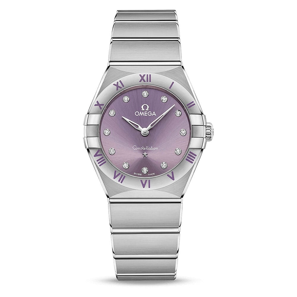 OMEGA Constellation Quartz 28mm Purple Dial Steel Case Bracelet Watch image number 0
