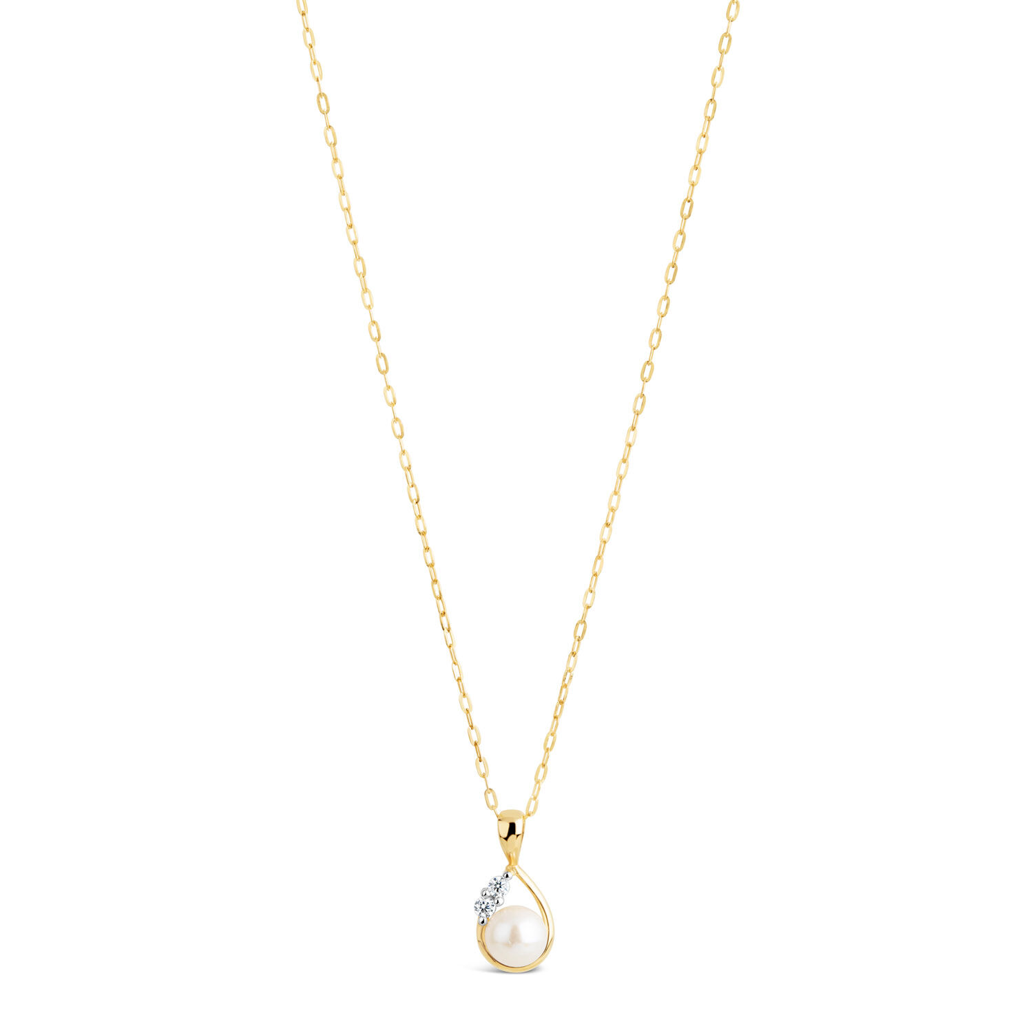 9ct Gold Pearl And Cubic Zirconia Pendant Chain Included at