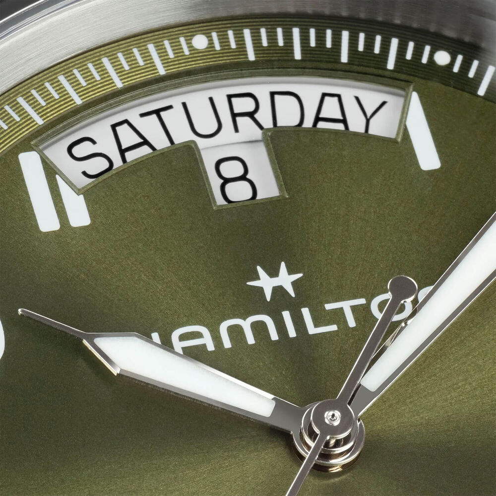 Hamilton Khaki Field King Day-Date 40mm Green Dial Brown Leather Strap Watch
