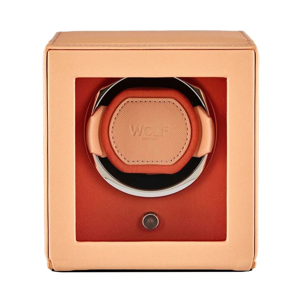 WOLF Cub Seltzer Peach & Orange Single Watch Winder With Cover
