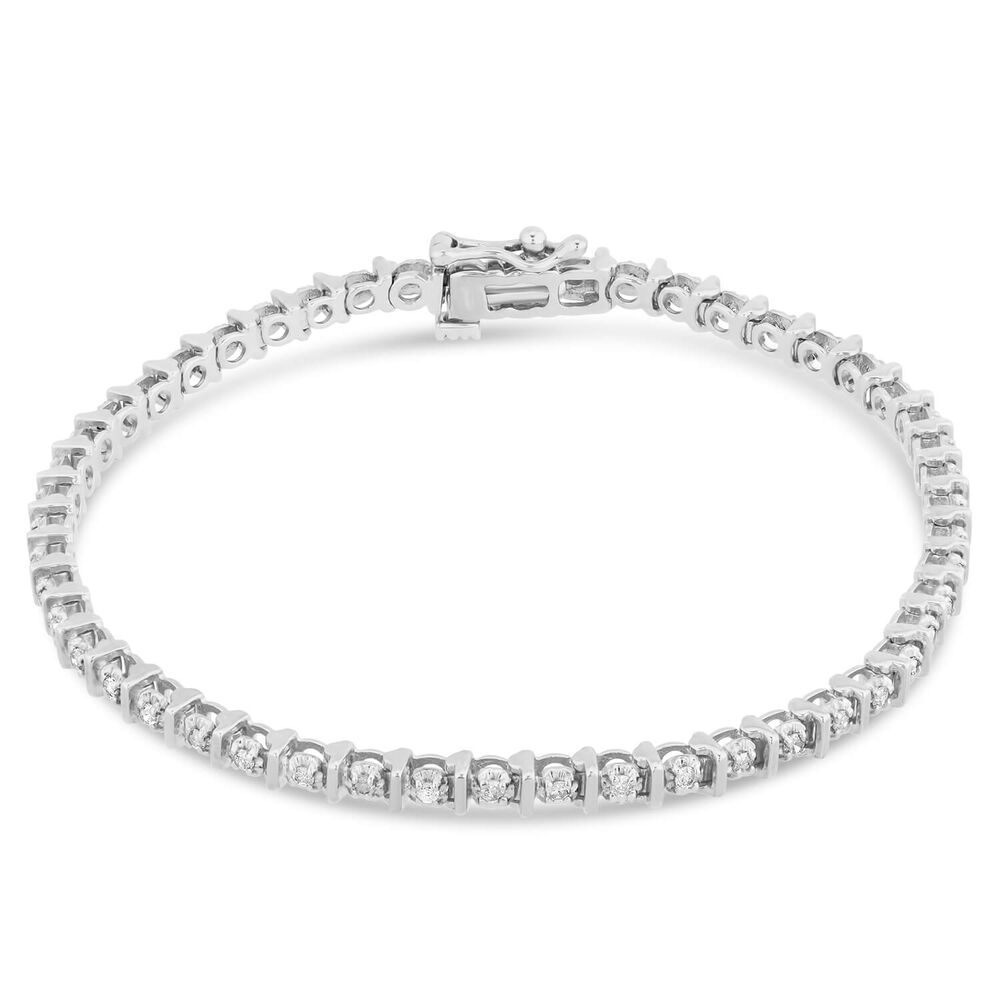 9ct White Gold 0.50 Carat Diamond Tennis Bracelet image number 0