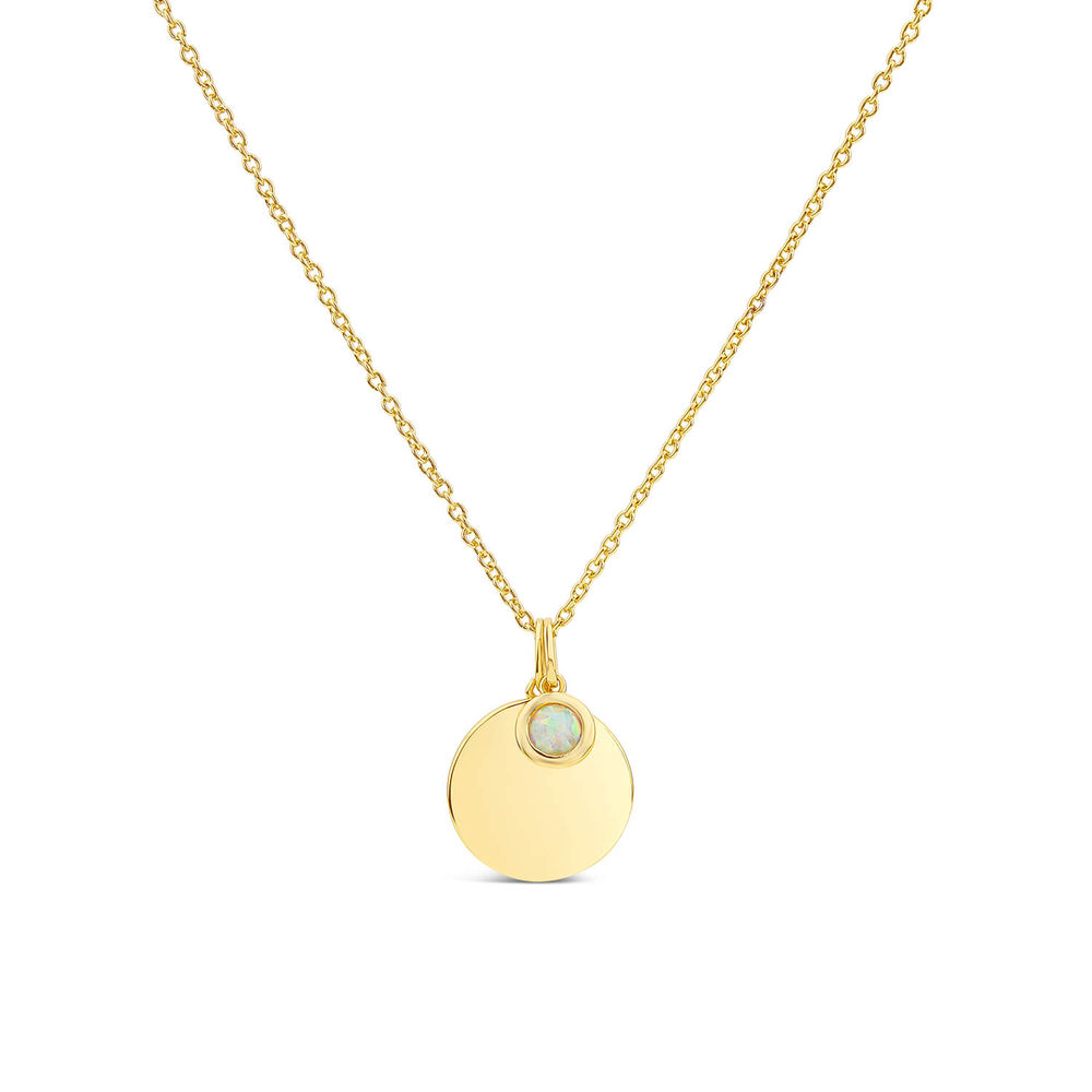 Sterling Silver Yellow Gold Plated Opal & Disc Pendant