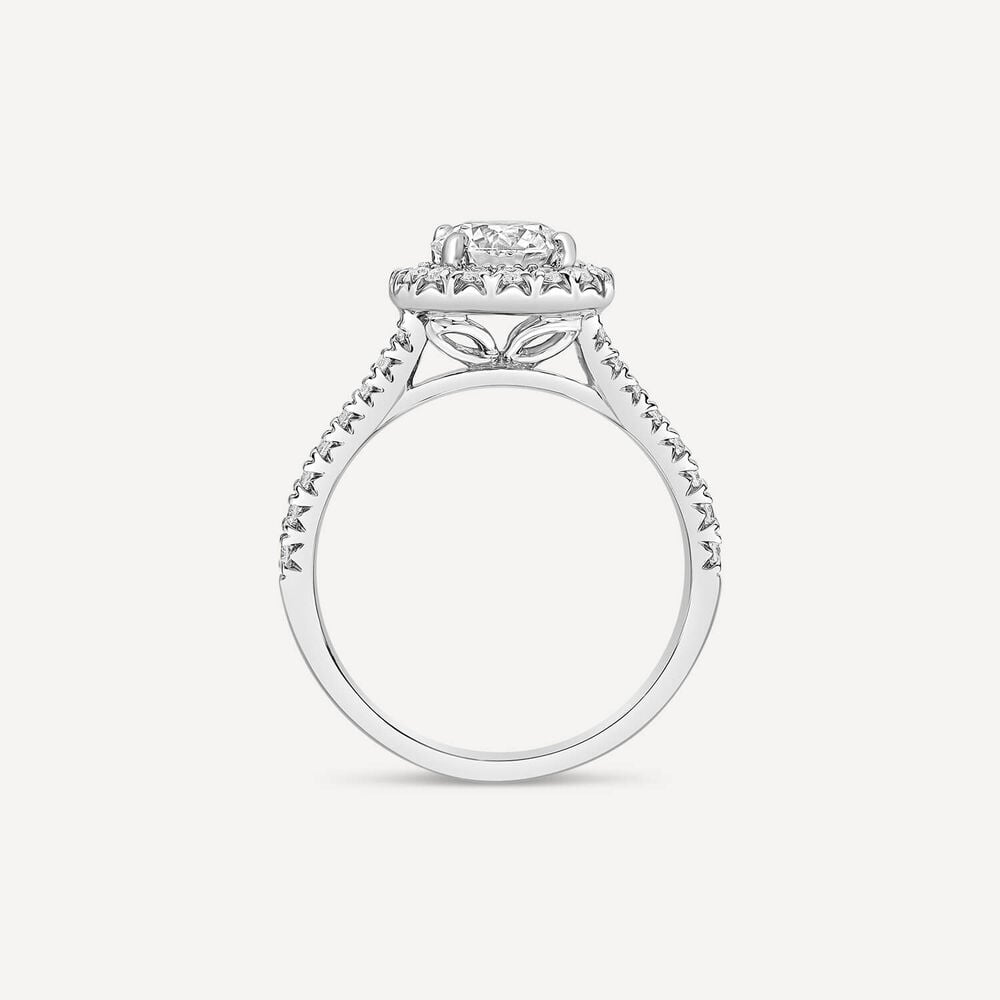 Born Platinum 1.61ct Lab Grown Round Halo & Diamond Sides Ring image number 3