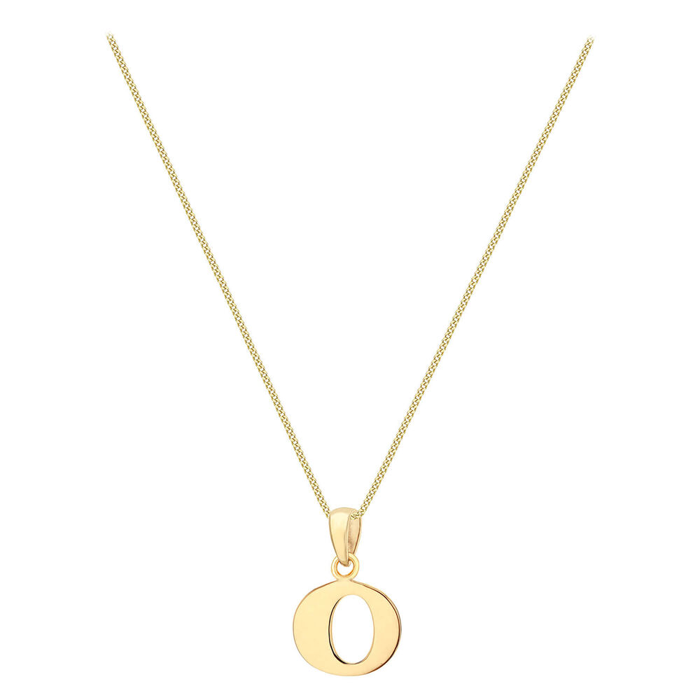 9ct Yellow Gold Plain Initial O Pendant  (Chain Included) image number 1