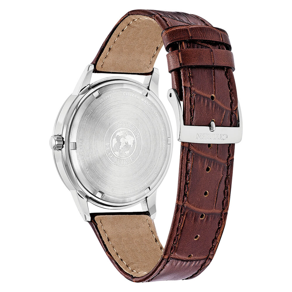 Citizen Eco-Drive Corso Blue Dial Brown Leather Men's Watch image number 2