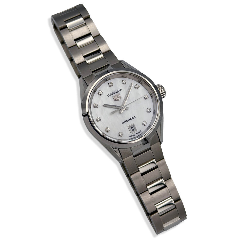 Pre-Owned TAG Heuer Carrera Date 29mm Mother of Pearl Dial Steel Bracelet Watch image number 1