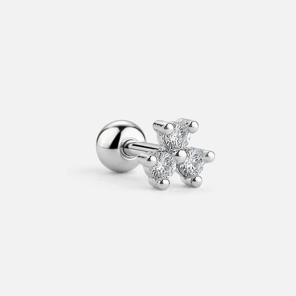 Sterling Silver Cubic Zirconia Cluster Single Stud Earring
