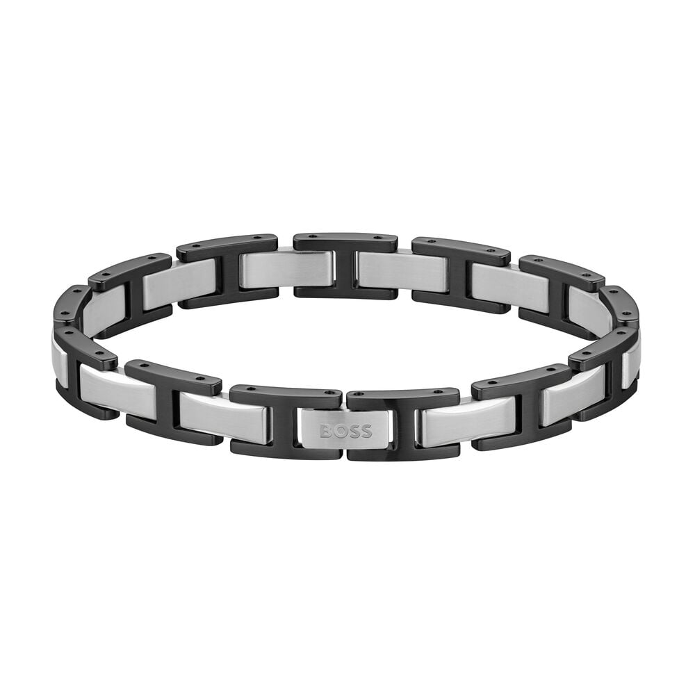 BOSS Nolan Two Tone Black Stainless Steel H-Link Bracelet