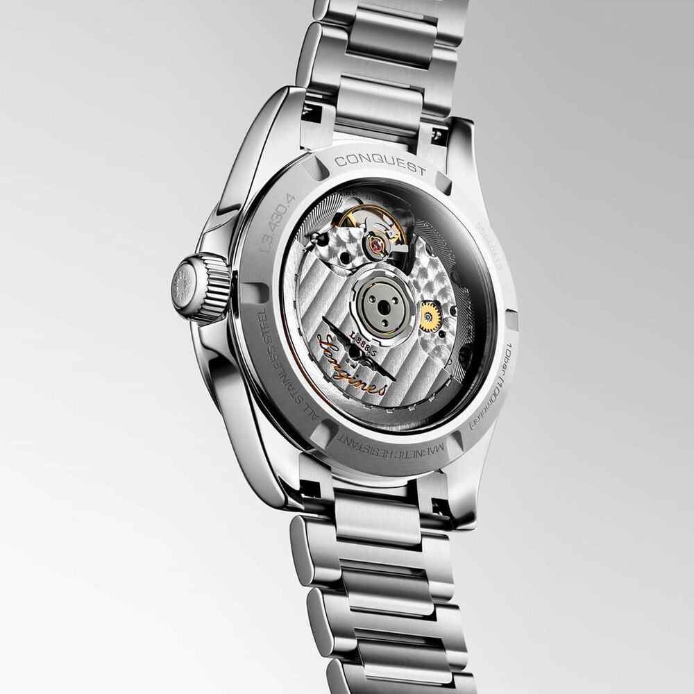 Longines Conquest 34mm Pearlised Dial Stainless Steel Case Bracelet Watch image number 1