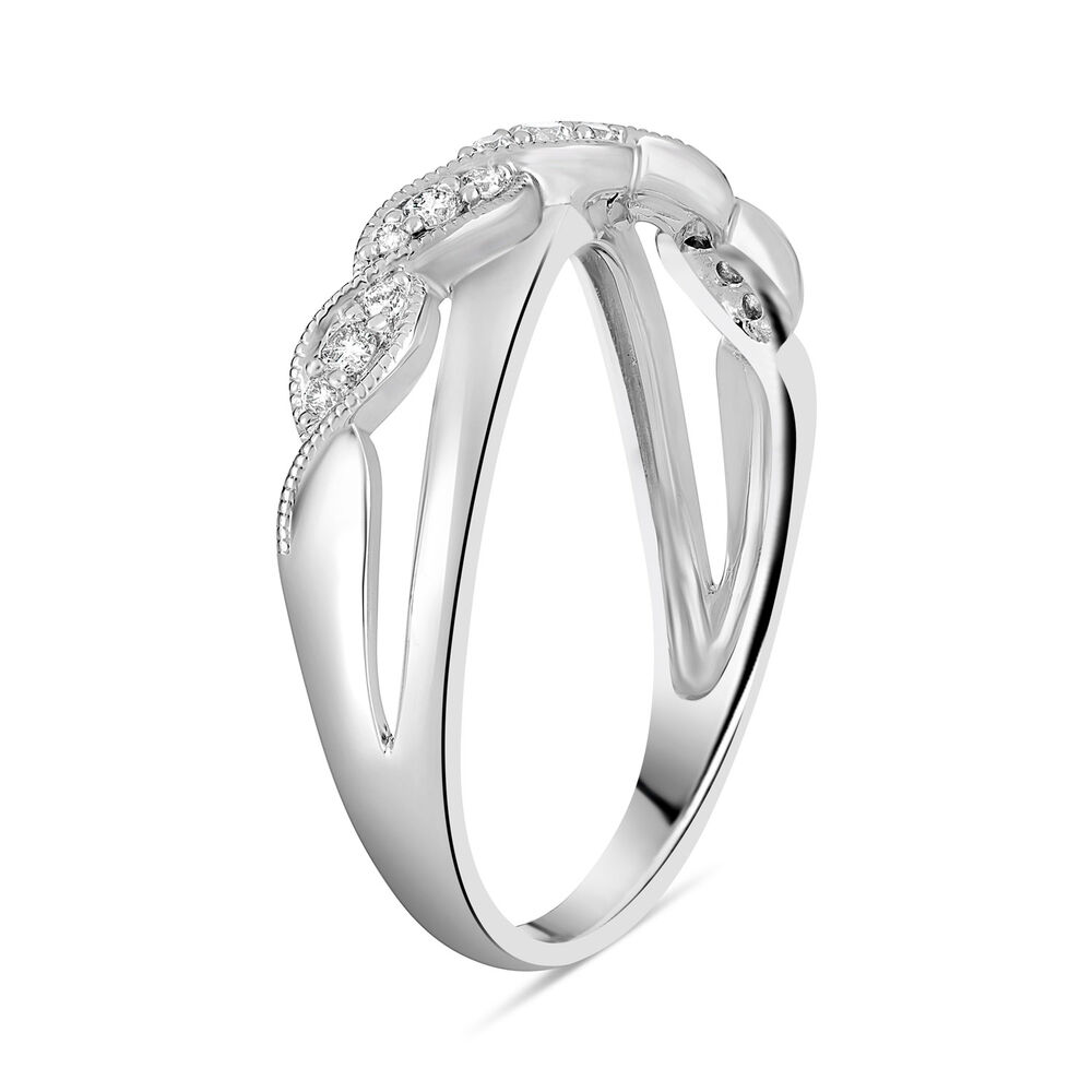 9ct white gold 0.15 carat twisted crossover ring image number 3