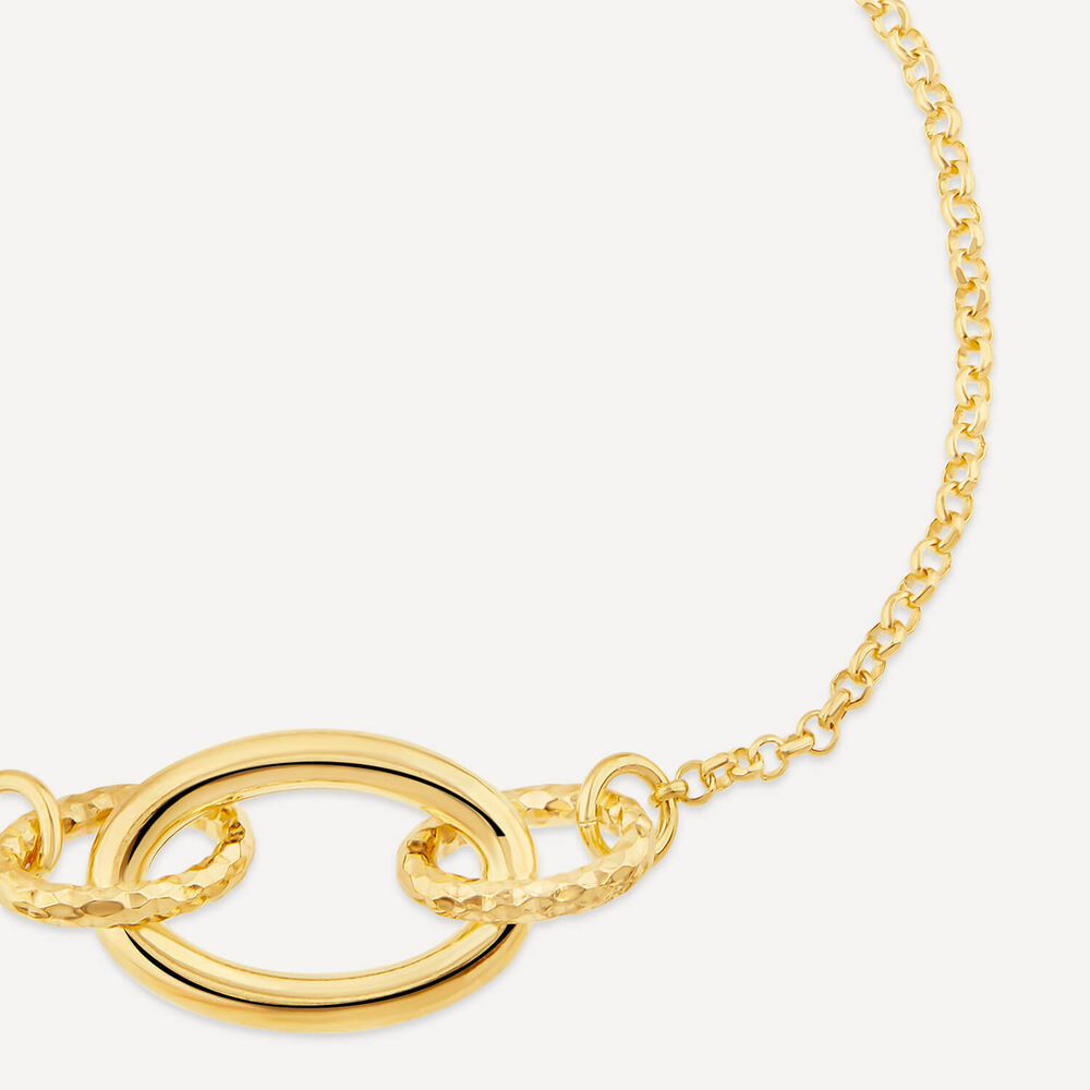 Yellow Gold Plated Sterling Silver Diamond Cut & Polished Link Bracelet