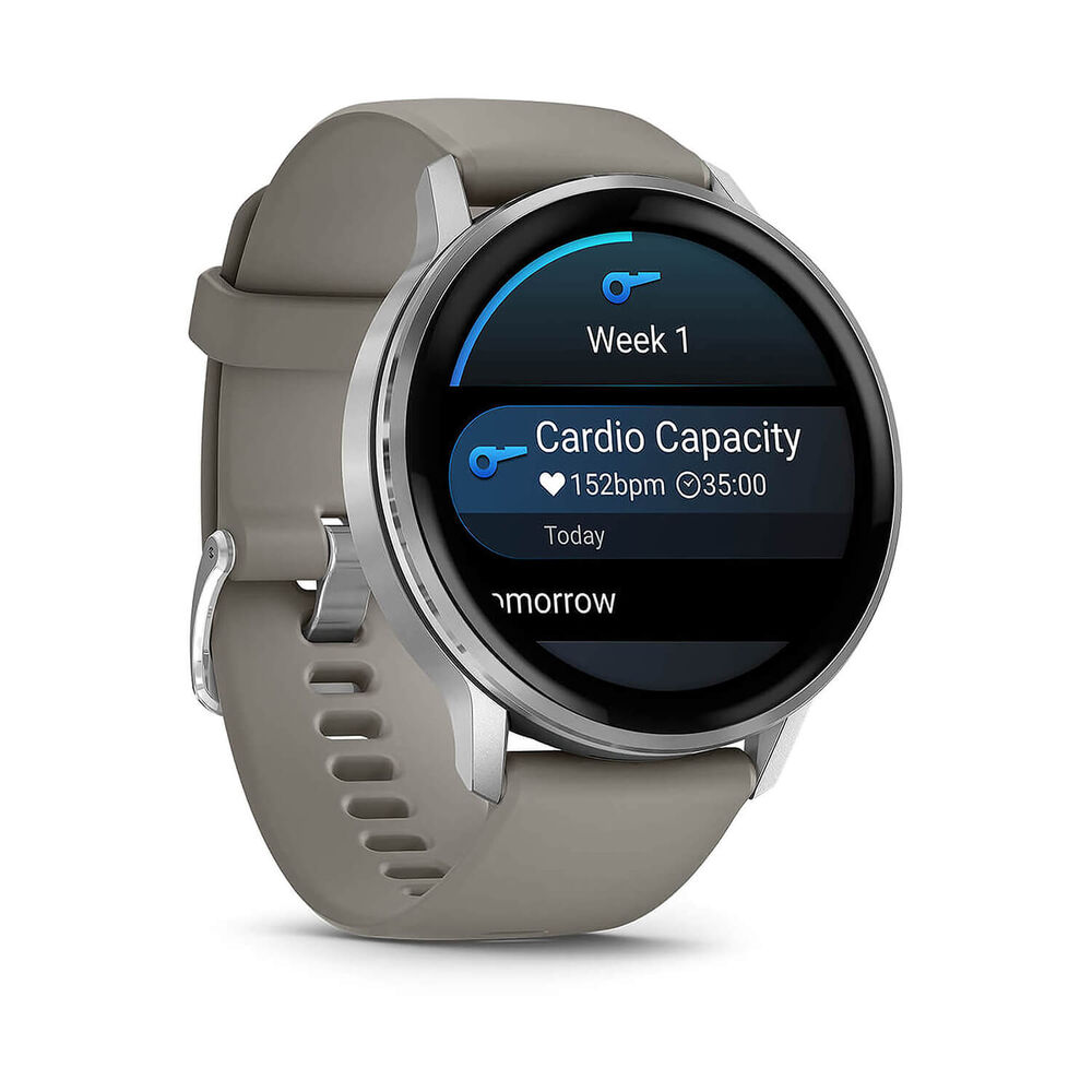 Garmin Venu 4 45mm Silver Bezel Silver Grey Silicone Strap Watch image number 3