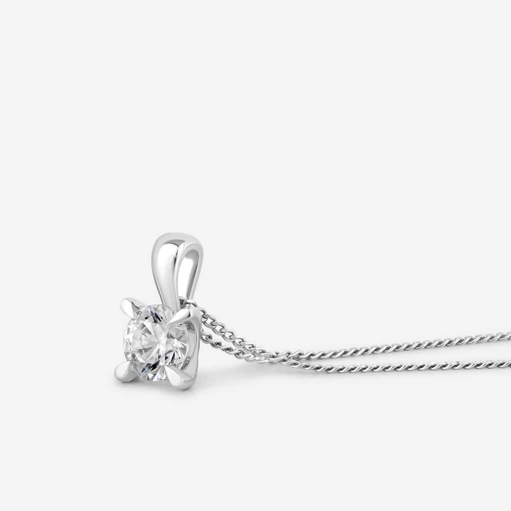 18ct White Gold 0.70ct Diamond Orchid Setting Pendant image number 1