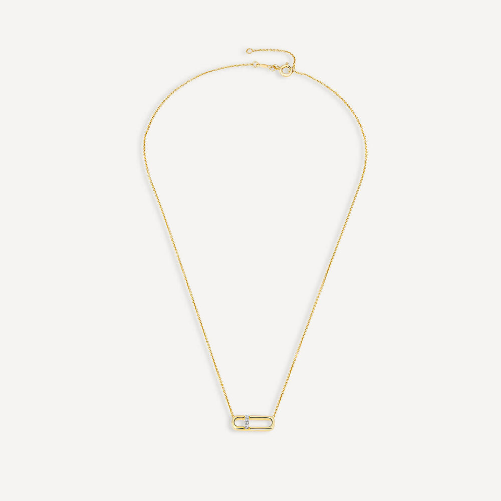 9ct Yellow Gold Paperlink Diamond Set Necklet image number 2