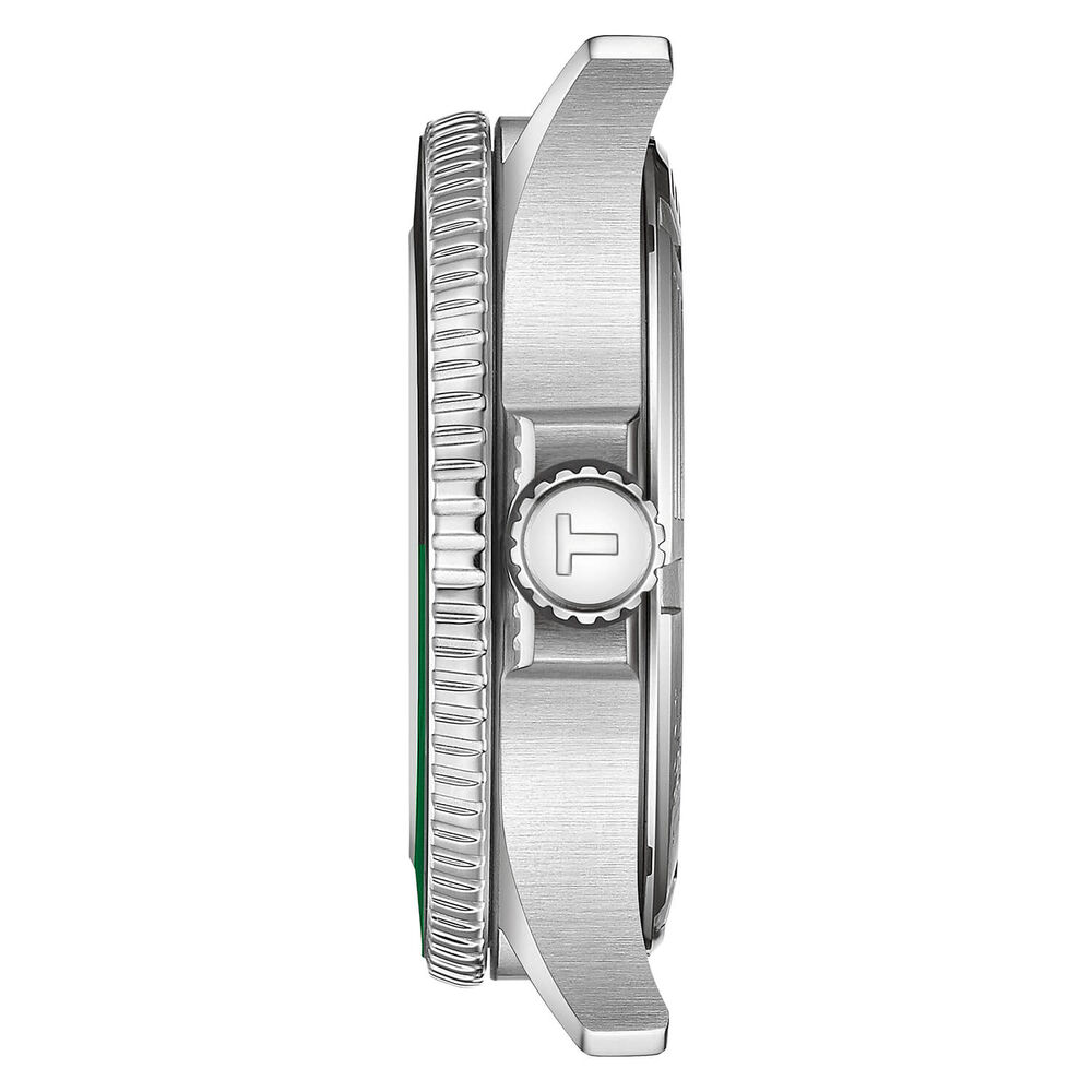 Tissot Seastar 1000 Quartz GMT 40mm Black Dial Black & Green Bezel Steel Bracelet Watch image number 4